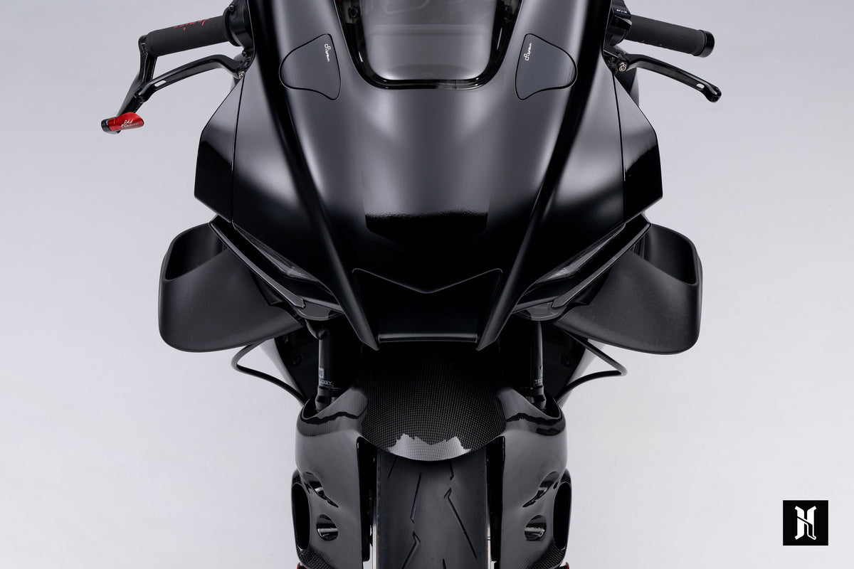 Close-up of HARMONIZE HMZ-R1 winglet surface on Yamaha YZF-R1