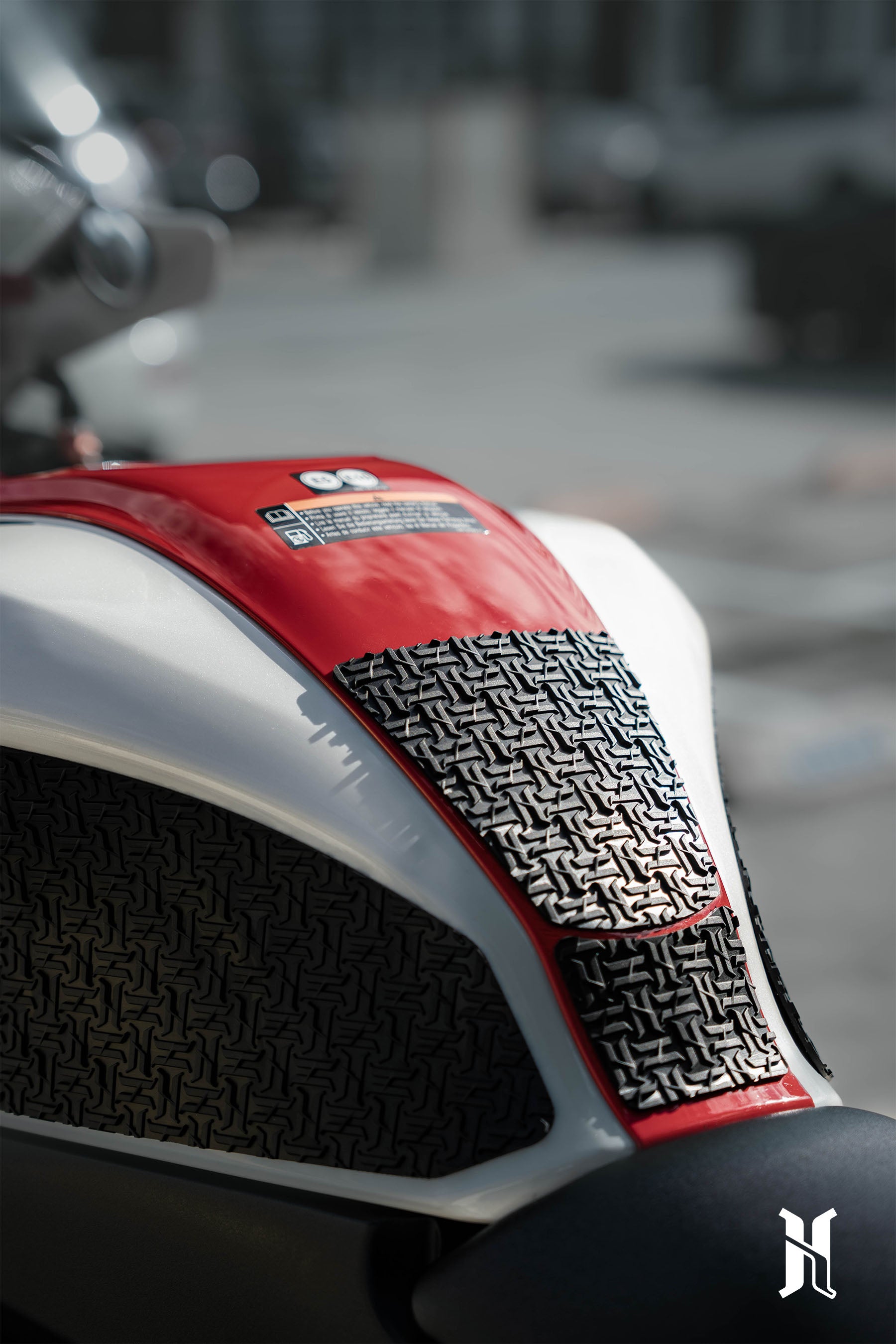 Close-up of Harmonize Mototech Tank Pads for Yamaha YZF-R7 - Durable Anti-slip Tank Grips for Maximum Stability and Comfort