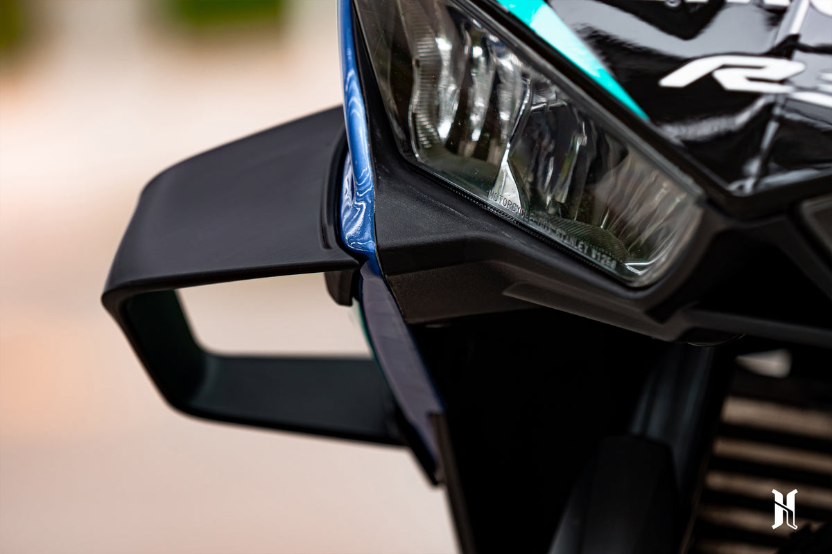 Sharp aerodynamic edge of HARMONIZE winglet designed for racing airflow efficiency