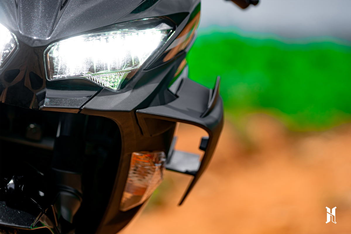 Mounting system of HARMONIZE winglet designed for Kawasaki Ninja 400 fairing fitment
