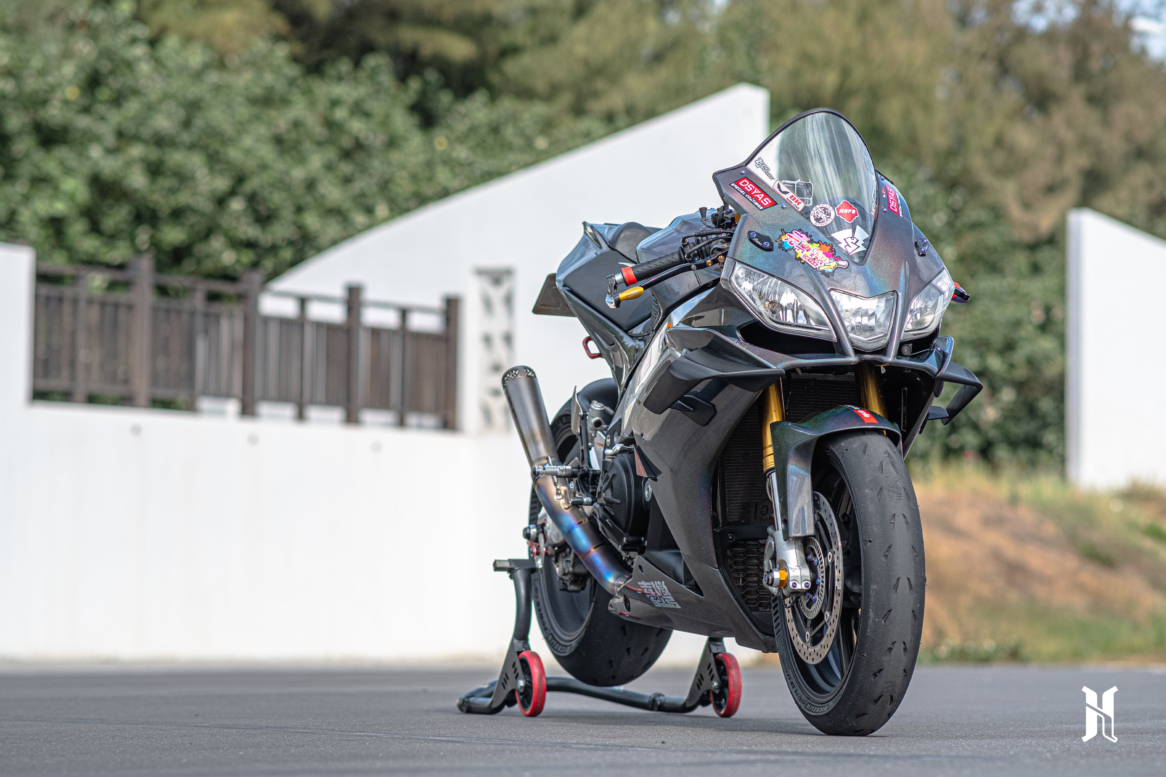 Aprilia RSV4 equipped with aerodynamic winglets improving front-end stability and aggressive styling