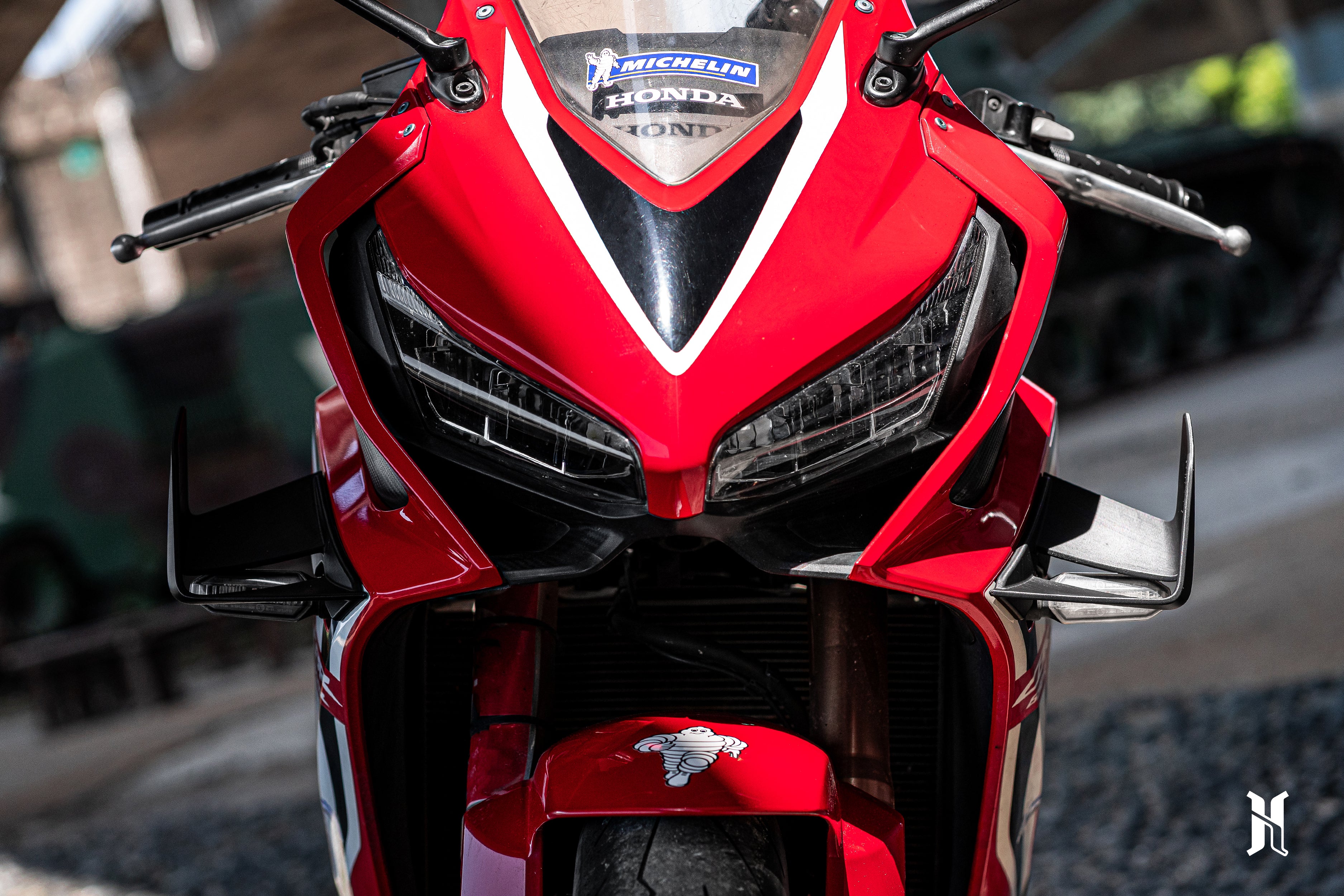 Honda CBR650R equipped with winglets improving front-end stability and aerodynamic performance