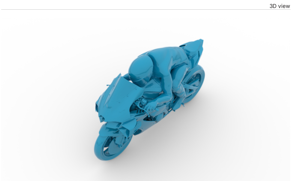 Kawasaki ZX-10R motorcycle and rider CFD model used for HARMONIZE winglet development
