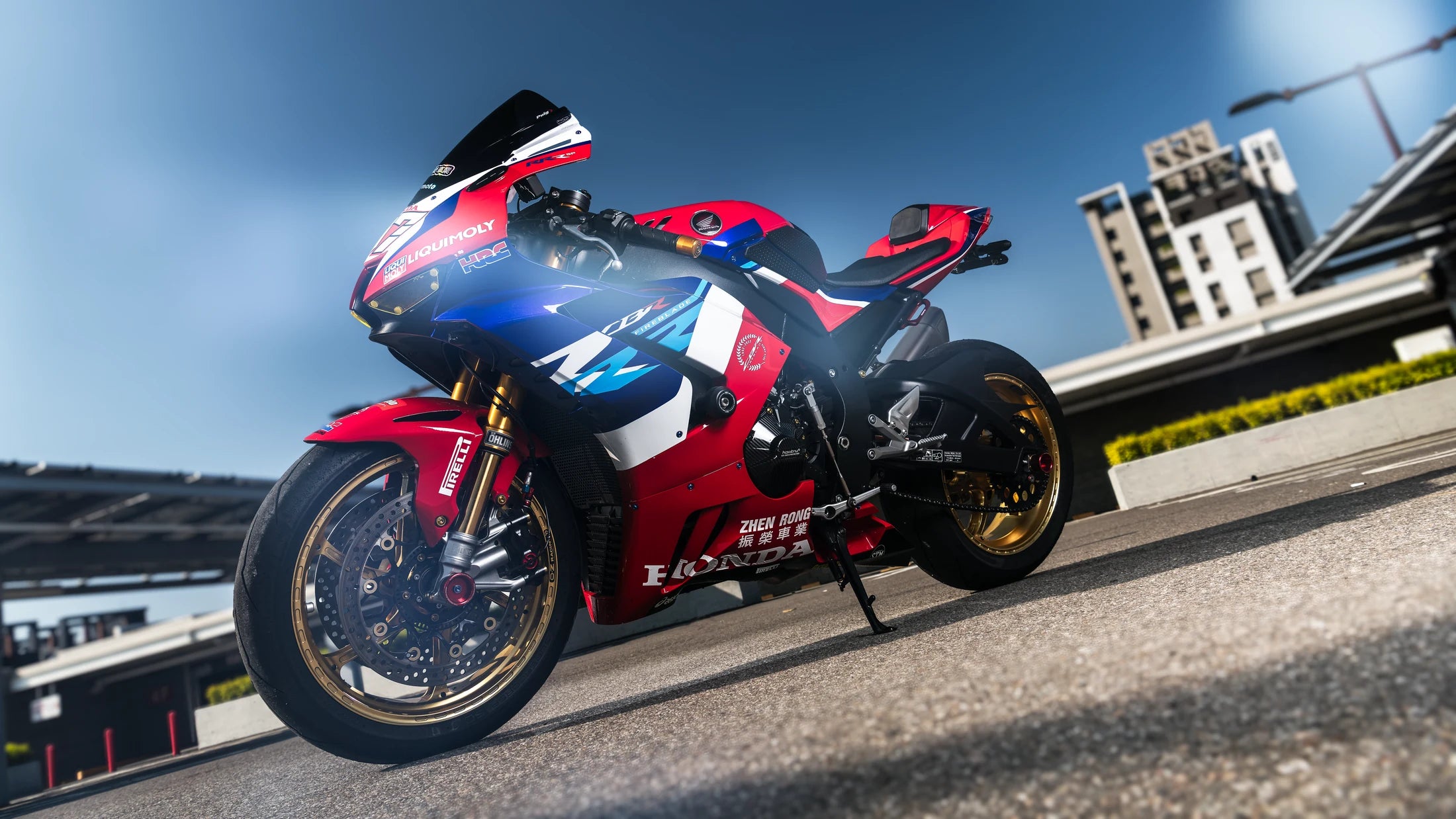Honda CBR1000RR-R development motorcycle equipped with the HARMONIZE EXT-SC82