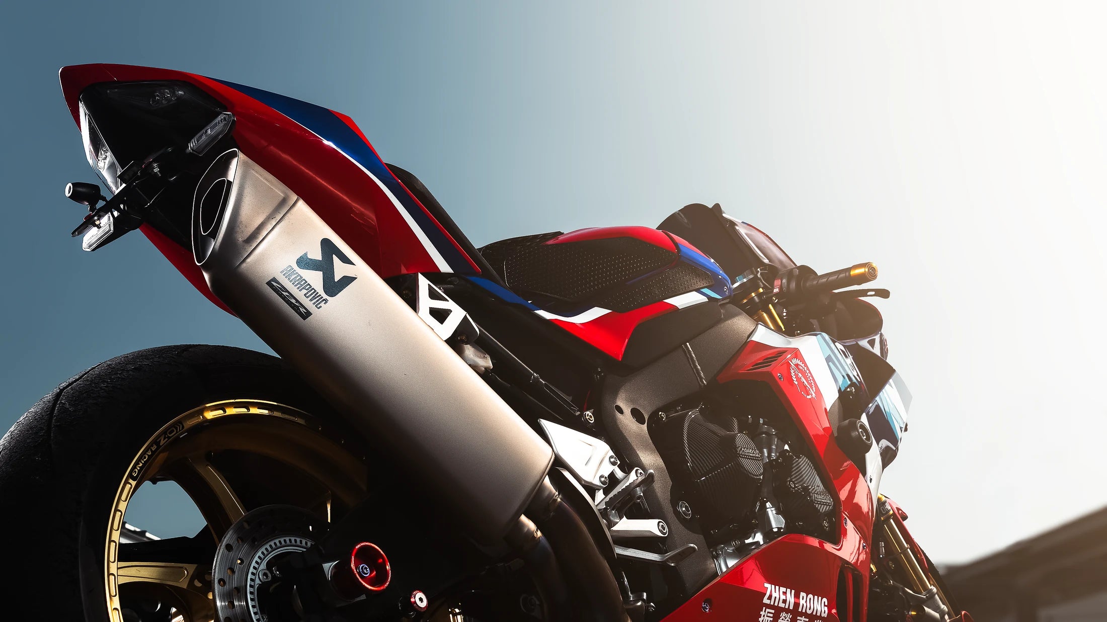 Low rear view of the Honda CBR1000RR-R development motorcycle